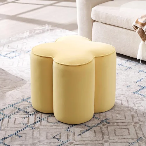 Miniatura 16 de Zesthouse Juego de 2 puf otomanos de flores, reposapiés de tela de lino beige para sofá, taburetes modernos para sala de estar, bonita otomana