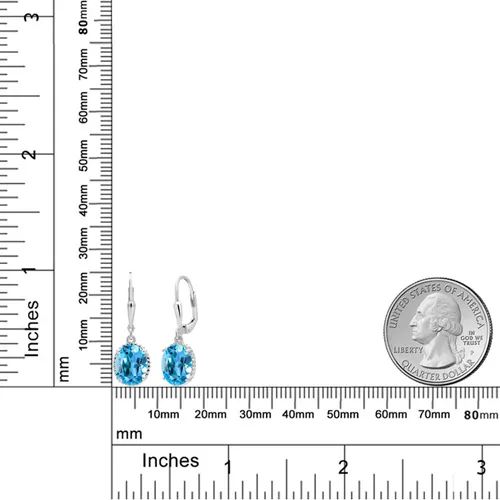 Miniatura 176 de Gem Stone King Aretes colgantes de gota para mujer, plata de ley 925, piedra natal ovalada de 0.354 x 0.276 in, joyería fina, regalos para ella