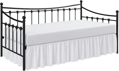 Cottington Lane Falda para Cama Nido con Esquinas Divididas Tamaño Individual Falda de Cama con Volantes Fruncidos Recolectores de Polvo Caída de 16