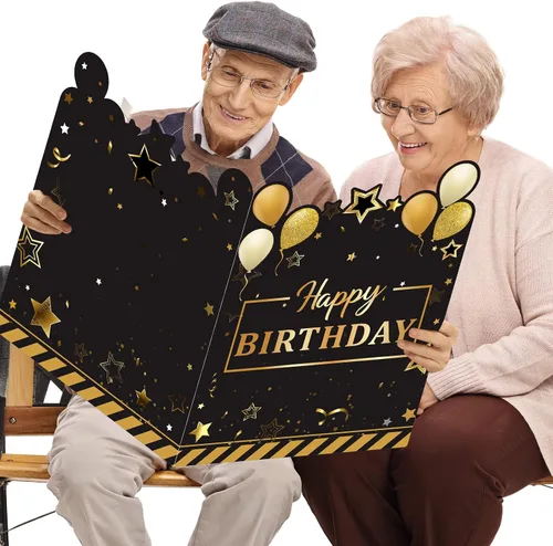 Miniatura 4 de Tiamon Tarjeta de felicitación grande de 25 x 16 pulgadas, libro de invitados gigante, tarjeta de feliz cumpleaños, libro de invitados de plástico