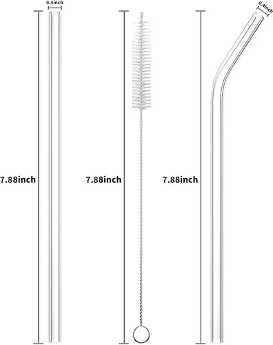 Miniatura 2 de 6 popotes de vidrio reutilizables, popotes de repuesto de 0.310 x 0.315 in, popotes transparentes y prácticos para vasos de 20/30/32 onzas, pajitas
