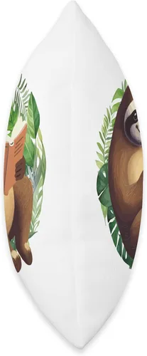 Miniatura 2 de Cute Sloth Reading a Book Almohada de tiro 16x16, multicolor
