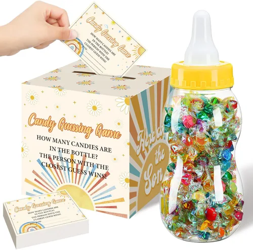 Miniatura 24 de Glenmal Juego de 52 piezas de regalo para juegos de baby shower, biberón grande para juego de ducha, adivina cuántos dulces decoraciones