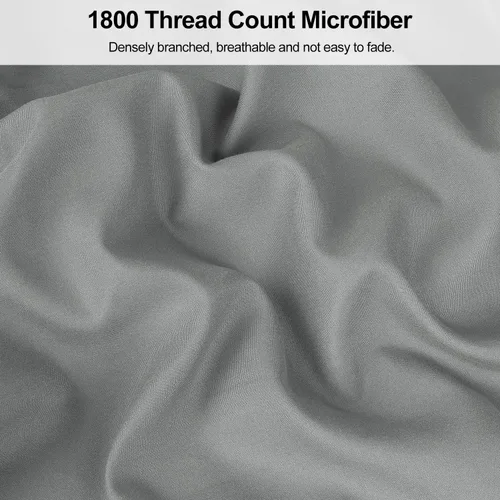 Miniatura 3 de Lirex Fundas de almohada (paquete de 2), fundas de almohada de microfibra cepillada suave de 1800 hilos, lavables a máquina, sin arrugas, Gris