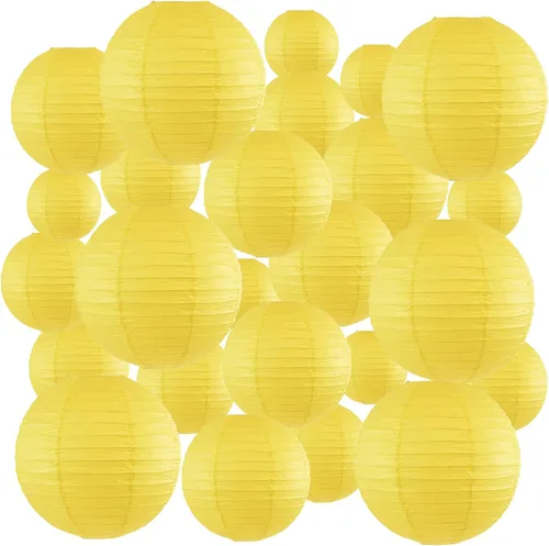 Miniatura 8 de 24 linternas de papel blanco de varios tamaños (6, 8, 10, 12 pulgadas), linternas de papel redondas chinas, japonesas, colgantes para decoración