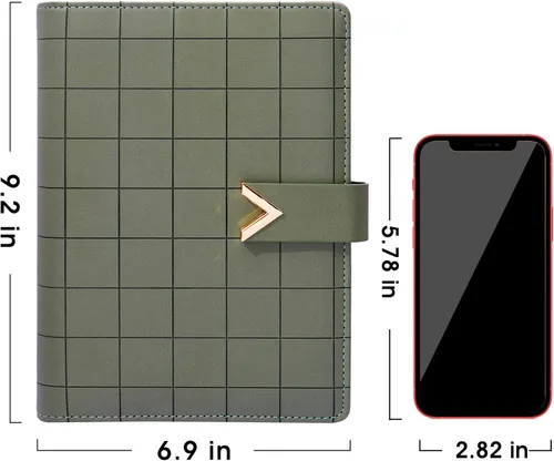 Miniatura 2 de CAGIE Carpeta A5 con 6 anillas rellenable, cuaderno de cuero encuadernado en espiral para planificador de negocios, organizador personal, cuadernos