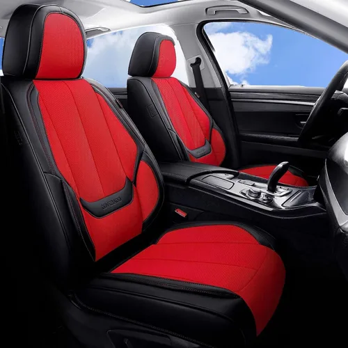 Miniatura 19 de Coverado Fundas de Asientos Delanteros, Funda de Asiento de Cuero Sintético de Lujo Impermeable, Protector de Asiento de Coche Beige, Funda