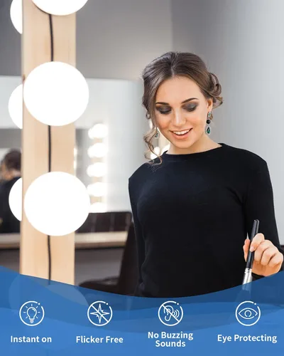 Miniatura 6 de Paquete de 4 bombillas LED de luz diurna para baño, equivalente a 120 V 60 vatios, base media E26, bombillas redondas no regulables, bombillas LED