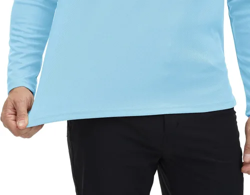Miniatura 28 de Rdruko Polo para hombre con bolsillo de manga larga de secado rápido para golf al aire libre con cuello