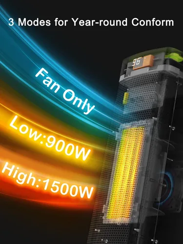 Miniatura 6 de Calentador de espacio de 21 pulgadas - 1500 W calentadores rápidos para uso en interiores - Calentador eléctrico oscilante de 70° con control remoto