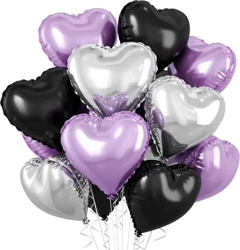 Miniatura 31 de Globos de corazón azul bebé, 10 piezas de globos en forma de corazón azul claro y blanco pastel, globos de papel de aluminio blanco arena crema