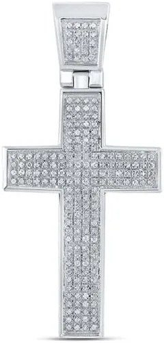 Miniatura 3 de Diamond2Deal Colgante de plata de ley para hombre con cruz romana de diamante redondo de 12 qttw, color G-H, claridad I3, Metal Gema, diamante blanco