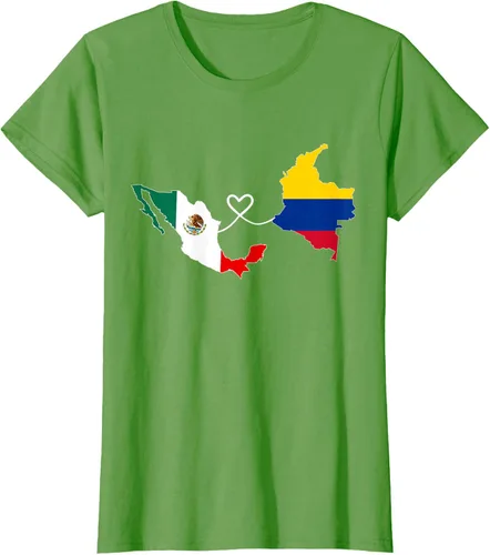 Miniatura 4 de Camiseta Half Colombian Half Mexican Flag Map DNA Mexico Colombia