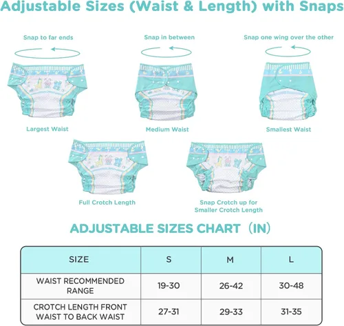 Miniatura 2 de Littleforbig Funda para pañales para adultos de tela impermeable reutilizable lavable ajustable - Baby Parade M