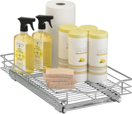 Miniatura 7 de LYNK PROFESSIONAL® Organizador de gabinete extraíble, cajones deslizantes de 14 x 21 pulgadas para gabinetes de cocina - Estantes deslizantes Cromo
