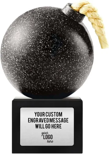Miniatura 6 de Baudville Custom Engraved The Bomb Trophy Award - Carved Black Stone on Black Resin Base - Comes with Elegant Black Gift Box with nameplate Attached