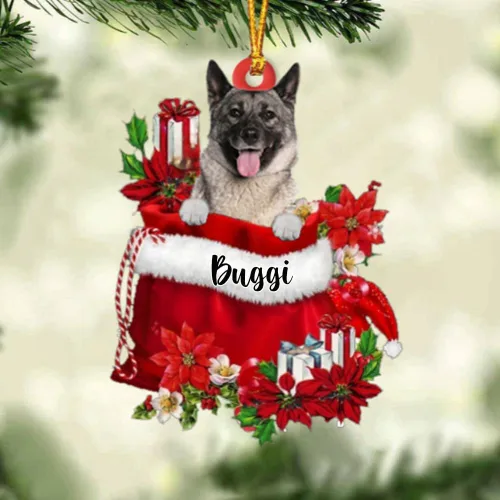 Miniatura 45 de Perro Akita Inu personalizado en bolsa de regalo, adorno de Navidad, nombre personalizado, regalo para amantes de los perros, familia, Navidad