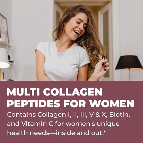 Miniatura 5 de Polvo de péptidos de colágeno múltiple tipo I, II, III, V, X Polvo de proteína de colágeno múltiple con ácido hialurónico, biotina, vitamina C