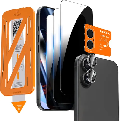 Miniatura 10 de QHOHQ - Paquete de 3 protectores de pantalla de privacidad para iPhone Air+3 protectores de lente de cámara, vidrio templado antiespía de 25°