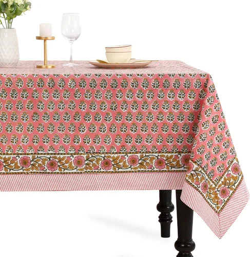 Miniatura 10 de CPC - Mantel cuadrado 100% algodón, 60 x 60 pulgadas, estampado de bloques indios, mantel para bodas, primavera/verano, barbacoa, verde ágata