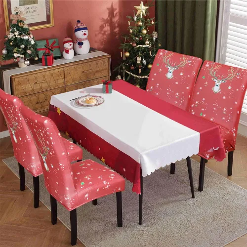 Miniatura 2 de OTOSTAR Fundas para sillas de Navidad, paquete de 4 fundas elásticas y suaves de elastano extraíble para cocina, comedor, hotel, ceremonia, Alce