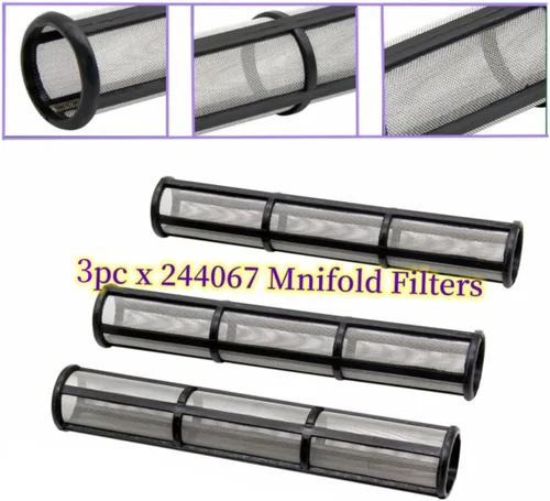 Miniatura 2 de Paquete de 3 filtros de colector vertical largo 244-067 244067 para pulverizador de pintura sin aire Graco Gmax II 60 Mesh