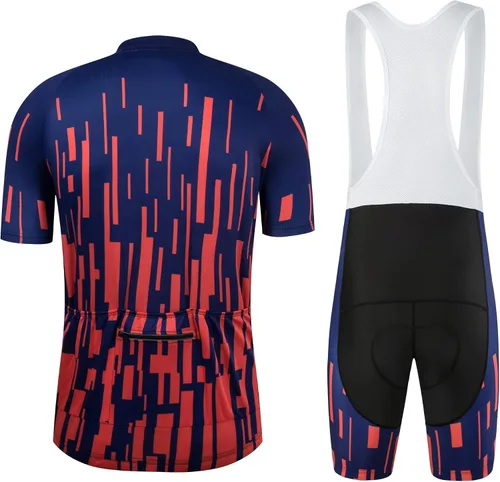 Miniatura 2 de CR - Conjunto de camiseta de ciclismo para hombre, con cremallera, bolsillo con cremallera, manga corta, kits de ciclismo, pantalones cortos