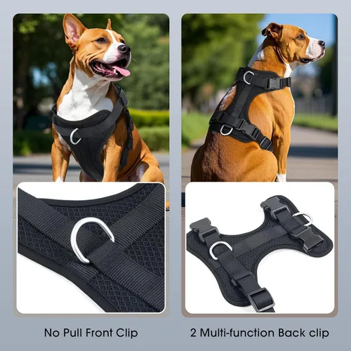 Miniatura 3 de Wisedog Arnés para perro de tamaño mediano, chaleco para mascotas con clip frontal, arnés ajustable para cachorro con 3 hebillas de liberación