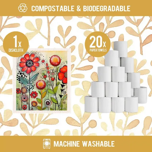Miniatura 3 de Juego de 6 paños de cocina de flores primaverales, de secado rápido, absorbentes