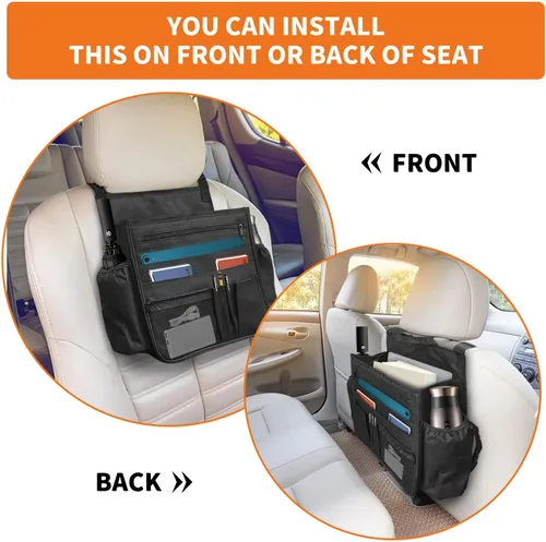 Miniatura 5 de Boczif Organizador de asiento trasero de automóvil, bolsa de almacenamiento colgante para asiento de pasajero, organizador de asiento delantero