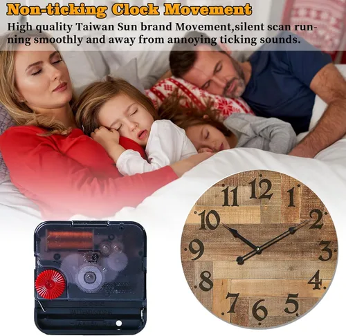 Miniatura 5 de Reloj de pared grande silencioso de 24 pulgadas, funciona con pilas, para cocina de granja, reloj de pared retro sin tictac con números grandes