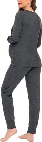 Miniatura 6 de SWOMOG Conjunto de bata de maternidad para mujer, pijama de lactancia para lactancia materna