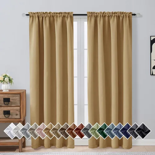 Miniatura 194 de OVZME Cortinas opacas turquesa para tratamiento de ventanas pequeñas, cortinas cortas con bloqueo de luz para ventana de cocina sobre el fregadero