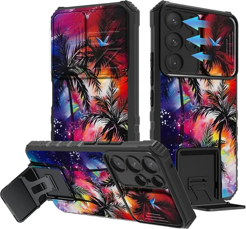Miniatura 823 de Funda para Samsung Galaxy S22 Ultra 5G, Galaxy S22 Ultra con cubierta de cámara deslizante, funda resistente de doble capa con función atril Black