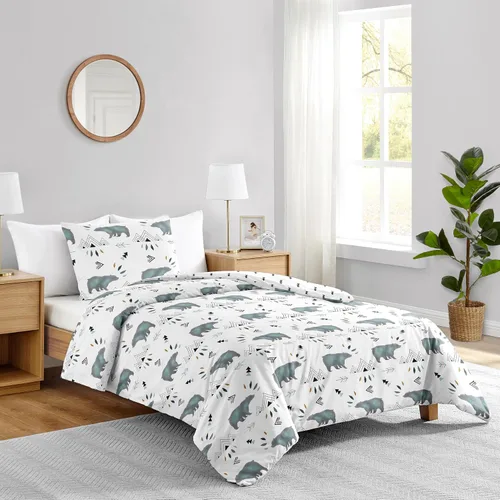 Miniatura 2 de Sweet Jojo Designs Juego de edredón individual de 2 piezas (montaña oso) para niños, ropa de cama para niños, ropa de cama en una bolsa con manta