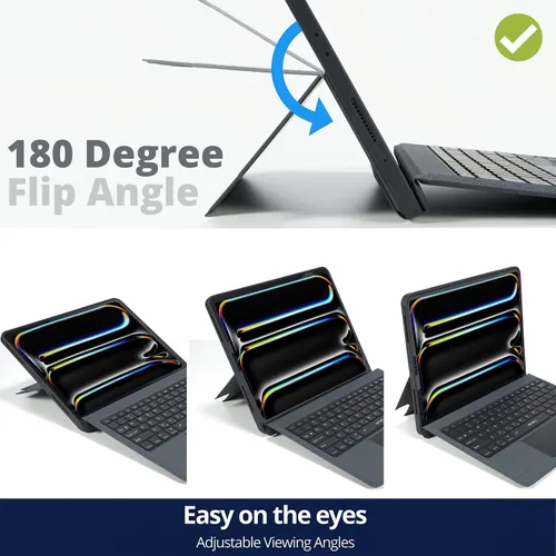 Miniatura 2 de WIWU Funda para iPad de 9ª/8ª/7ª generación con teclado, funda desmontable con soporte vertical, para Air 3rd, iPad Pro 10.5 pulgadas, trackpad