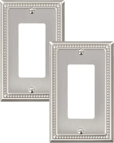 Miniatura 110 de Paquete de 4 placas de cubierta para interruptor de luz de palanca individual, cubiertas decorativas de perlas, placa de pared de metal almendra