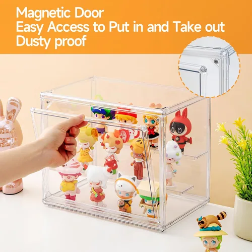 Miniatura 3 de Vitrinas de acrílico para coleccionables, cajas de estante transparentes de 3 niveles para figuras, vitrina para figuras de acción apilable y a