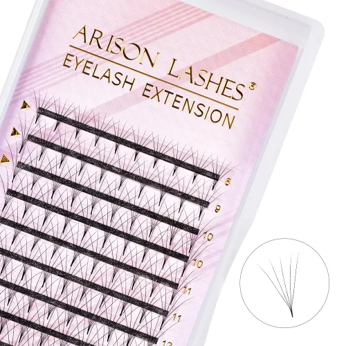 Miniatura 13 de ARISON LASHES Abanicos de pestañas prefabricadas 4D C Curl 0.07, bandeja de pestañas suaves y esponjosas de volumen ruso mezcla de 8 a 0.591 in