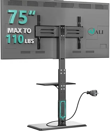 Miniatura 10 de WALI Soporte de TV rodante con manivela de mano, soporte de televisión alto móvil con ruedas para televisores de 30 a 70 pulgadas de hasta 110