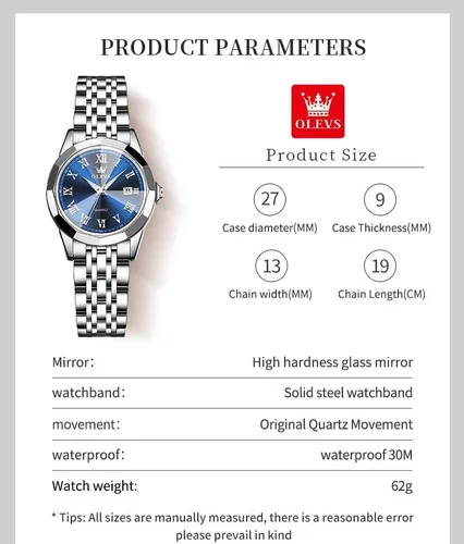 Miniatura 6 de OLEVS Reloj de pulsera para mujer, pequeño reloj de pulsera de acero inoxidable para mujer, reloj analógico de cuarzo para mujer