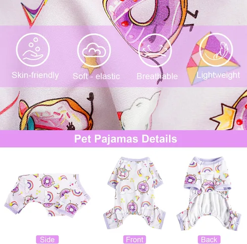 Miniatura 6 de Pijamas para perros Pjs Ropa suave y elástica para perros pequeños Niña Niño Perros de tamaño mediano Primavera Verano Ropa para cachorros Mamelucos