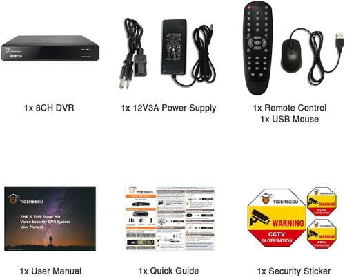 Miniatura 9 de TIGERSECU Grabador de seguridad DVR híbrido 4 en 1 de 8 canales Super HD 1080P sin disco duro, para cámaras TVI/AHD/CVI/analógicas de 2MP