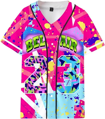 XSFX Disfraces de los años 90 para mujer, camiseta de béisbol Bel Air, trajes de hip hop para fiesta club y pub