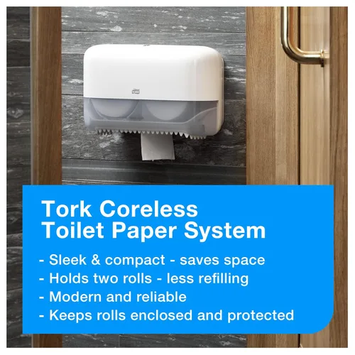 Miniatura 5 de Tork Rollo de papel higiénico de alta capacidad sin núcleo, color blanco, T7, Premium, 2 capas, 36 x 750 hojas, 472884