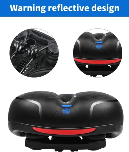 Miniatura 4 de MSDADA Cómodo cojín para asiento de bicicleta, asiento de bicicleta ancho cómodo para hombres y mujeres con doble absorción de impactos, acolchado