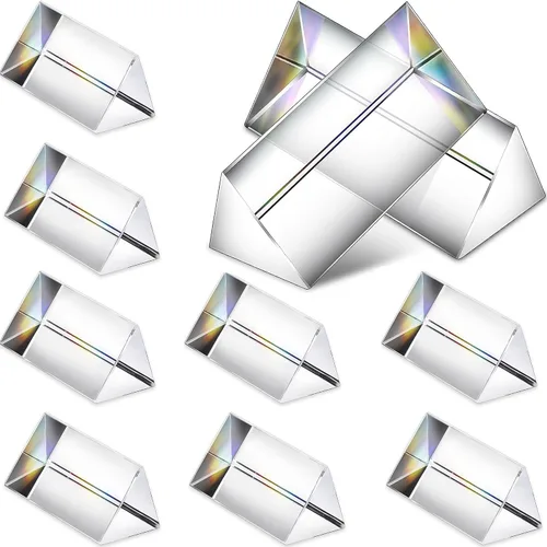 QFkris Prismas triangulares de vidrio óptico, 12 piezas, 1.969 in/2 pulgadas de cristal equilátero, juego de prismas para enseñar fotografía