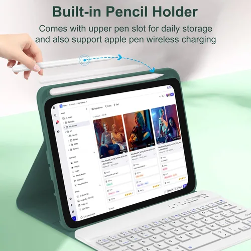 Miniatura 5 de Funda de teclado para iPad Mini 7ª (A17 Pro, 2024) y 6ª (2021) de 8.3 pulgadas, recargable, teclado Bluetooth desmontable, funda protectora delgada