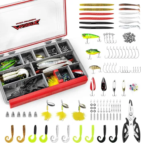 Miniatura 10 de MadBite by KastKing 182/265/400pcs Compact Fishing Tackle Kit - All-in-One Freshwater Hooks, Weights, Bobbers in Tackle Box, Fishing Gear Set for