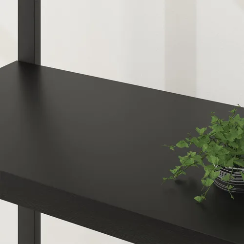 Miniatura 4 de LVB - Estantería alta de 6 niveles en negro, moderna y amplia estantería de almacenamiento, estante de madera y metal industrial de 6 estantes